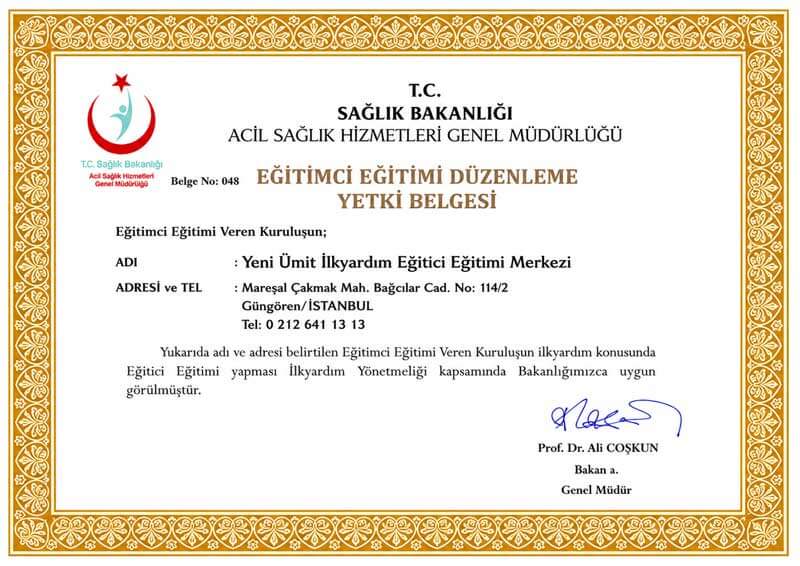 İlk Yardım Eğitici Eğitmenlik Ruhsatı